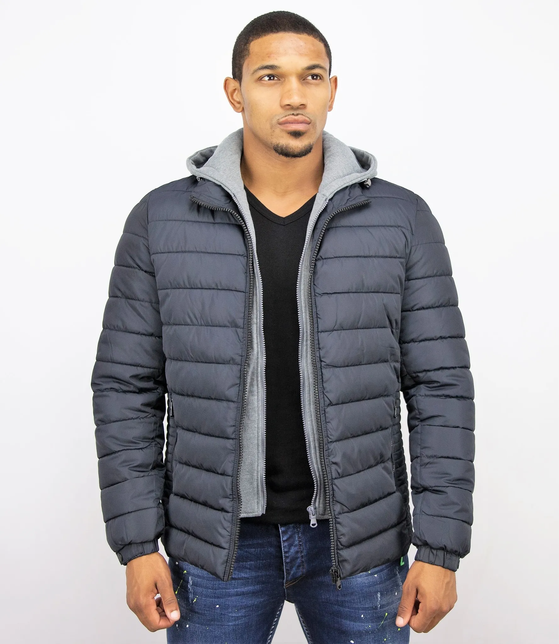 Blauwe Heren Winterjas met Capuchon