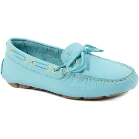 Dames Rijschoenen - Blauw Leren Loafers