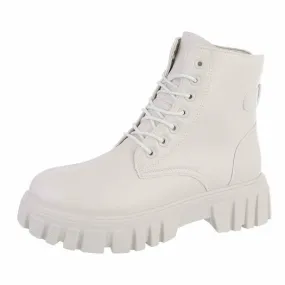Dames veterboots / laarsjes met veters - beige
