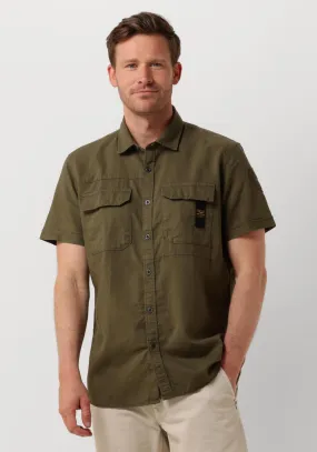 groene pme legend casual overhemd short sleeve shirt ctn/linen