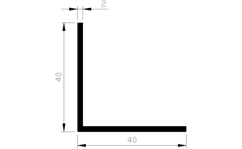 HOEKPROFIEL ALUMINIUM BRUTE 40X40X2MM LENGTE: 3 METER