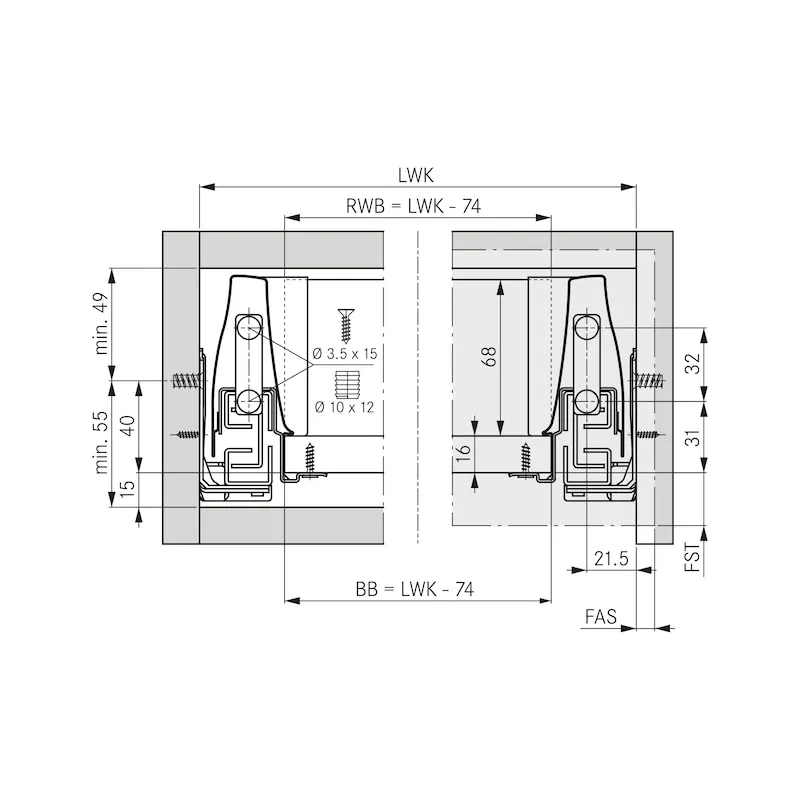 Houderset Voor DWD XP houten achterpaneel H86 framesysteem
