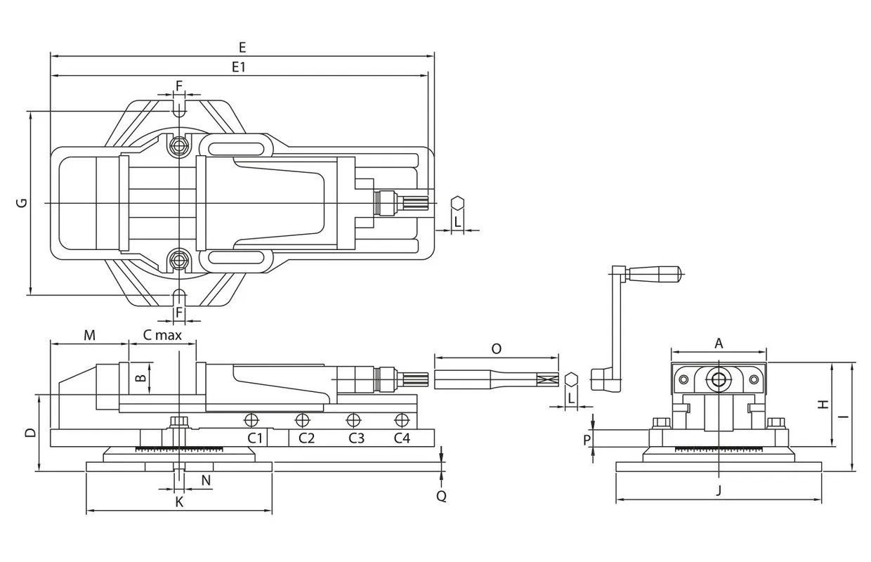 Hydraulische freesklem booster systeem bekbreedte 204 mm 3 klemwijdtes tot 300 mm bekhoogte 62 mm Vertex