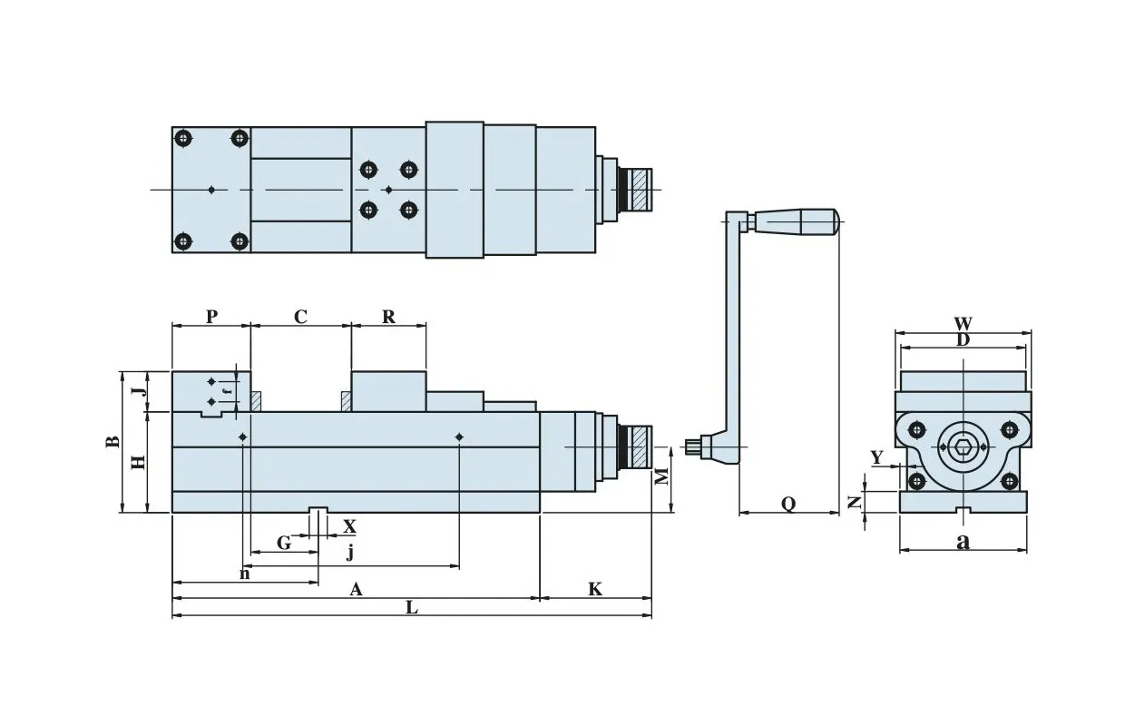 Hydraulische machineklem met krachtversterker bekbreedte 200 mm klemwijdte 405 mm bekhoogte 70 mm Vertex