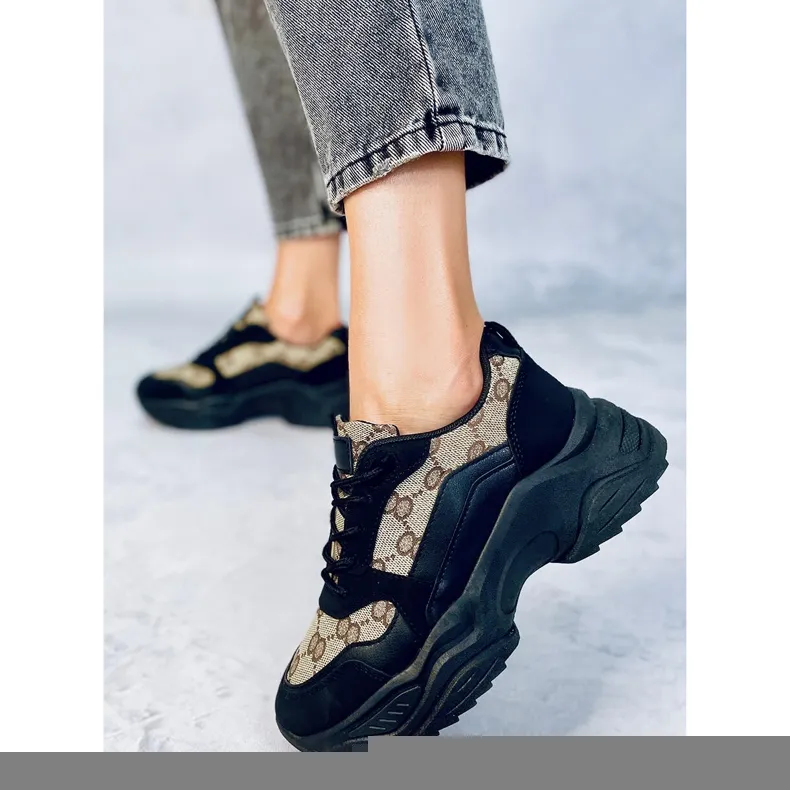 Isla zwarte sneakers beige