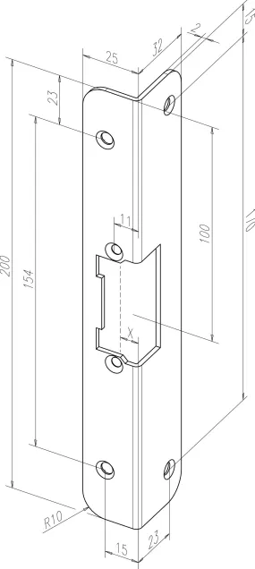 KORTE HOEKVOORPLAAT KIW TYPE 389 IN ROESTVRIJSTAAL 200X25X32X2