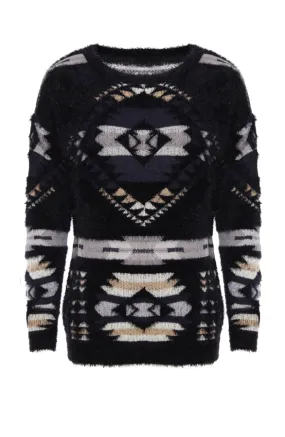 Lovely Aztec Sweater Black