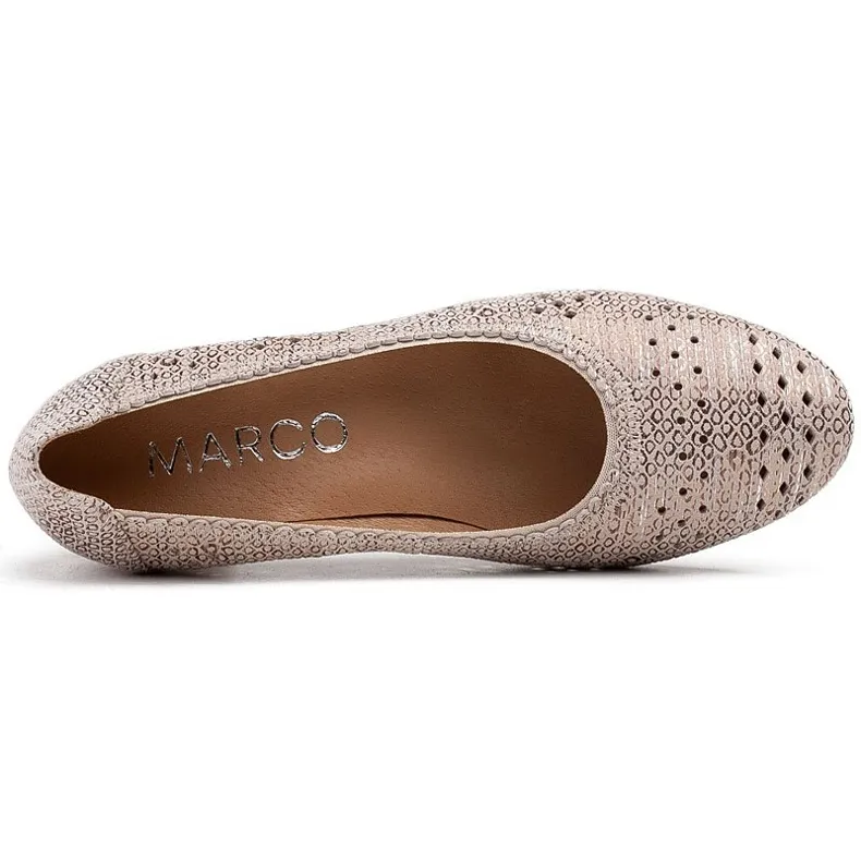Marco Shoes Beige pumps met perforatie voor een bredere voet