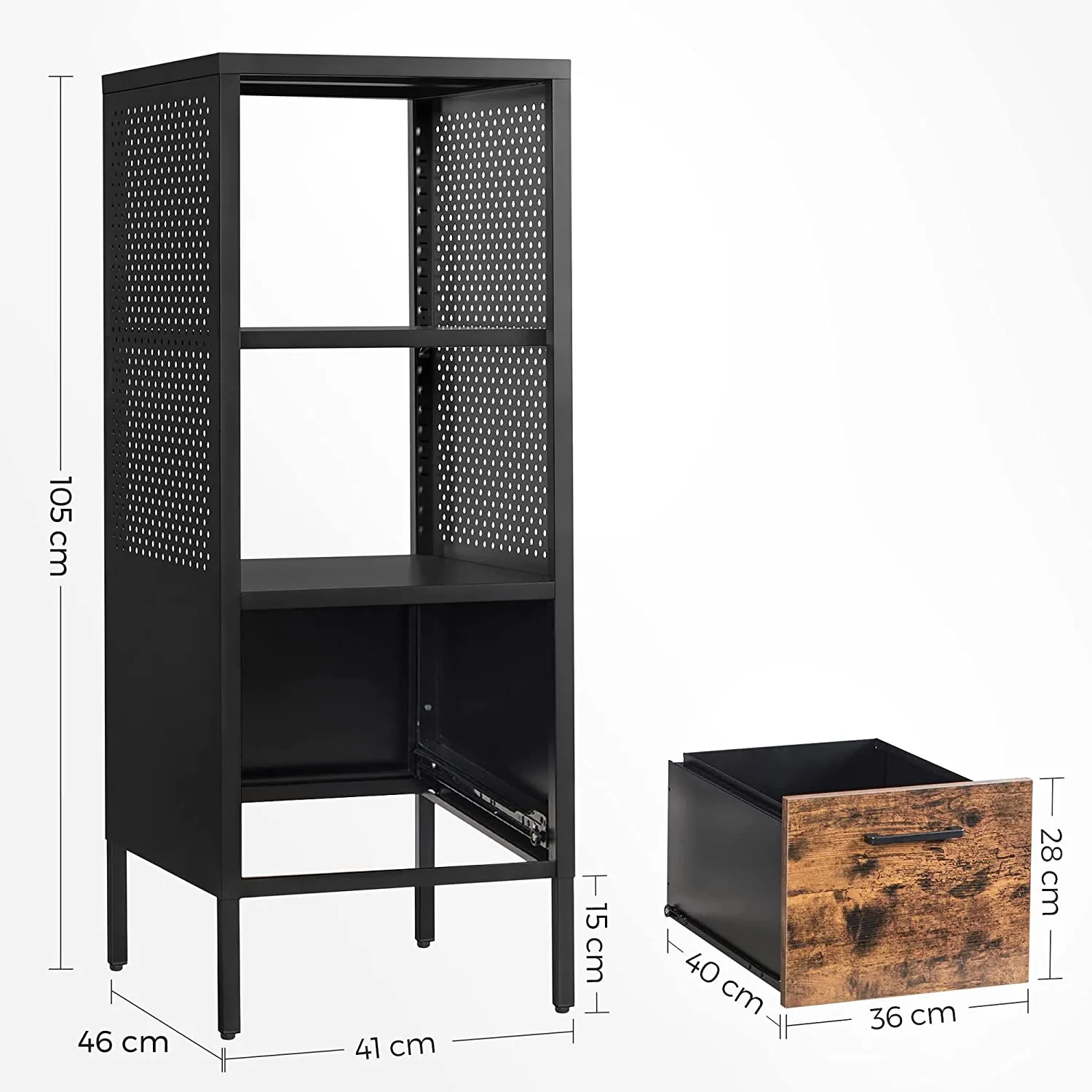 Multifunctionele Kast, Archiefkast, Bureaukast Met Vakken En Lade, Opbergkast Van Staal, Voor Kantoor, Werkkamer, Woonkamer, Vin