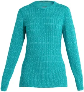 Ondershirt Icebreaker Women Merino 260 Vertex LS Crewe Herenga Flux Green Snow