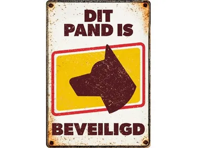 Plenty Gifts Waakbord Blik Pand Beveiligd 21X15 CM