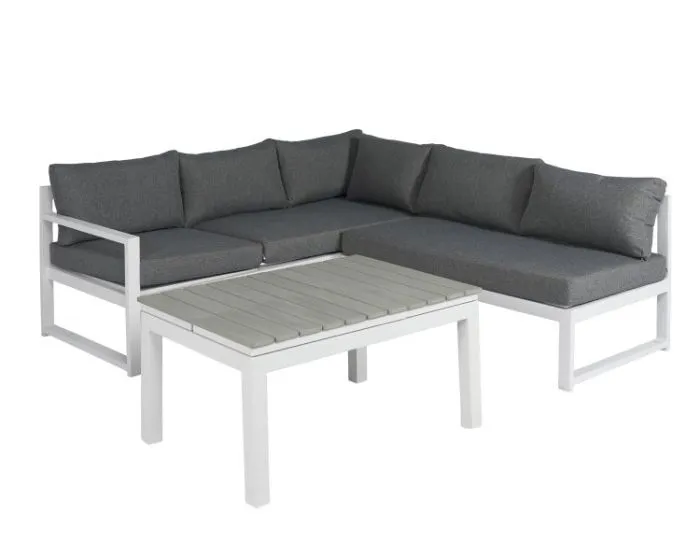 "PORTO" HOEK LOUNGESET ALUMINIUM LIGBED  WIT  PURE GARDEN & LIVING