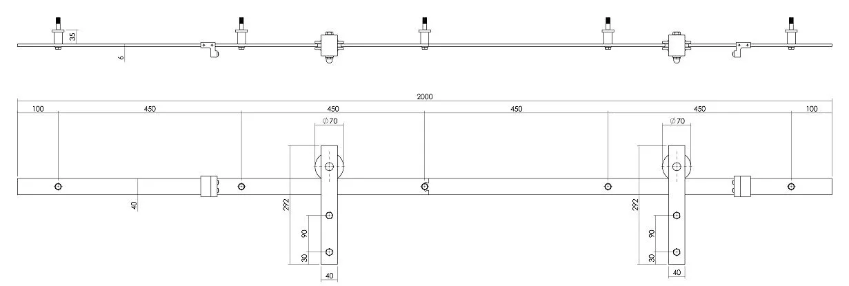 Starx Schuifdeur Systeem Retro Mat Zwart 2 Meter