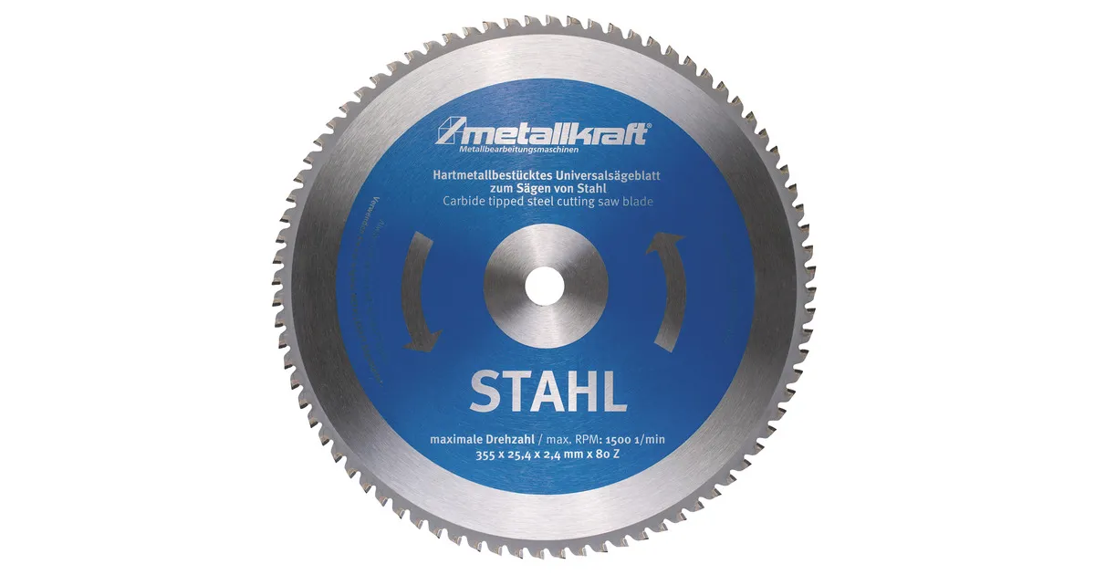 TCT cirkelzaagblad voor staal dia. 355x2,4x25,4 mm 80 hardmetalen tanden Made in Japan Metallkraft