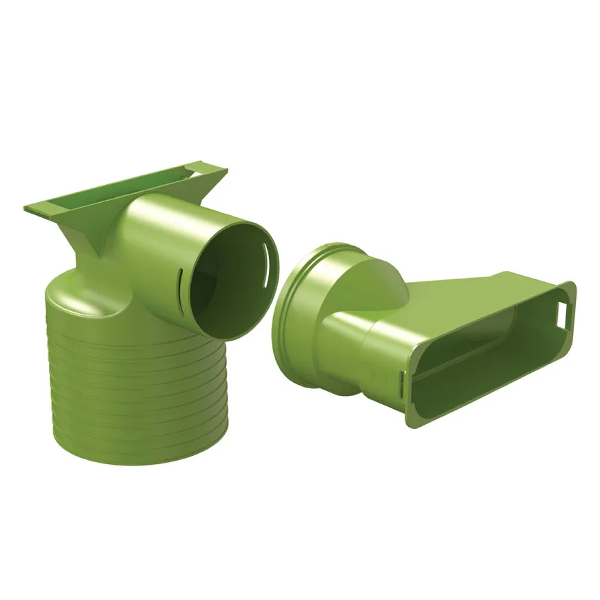 Ubbink Air Excellent ventieladapter 90°, type AE45sc, groen, Ø 125 x 50 x 140 mm