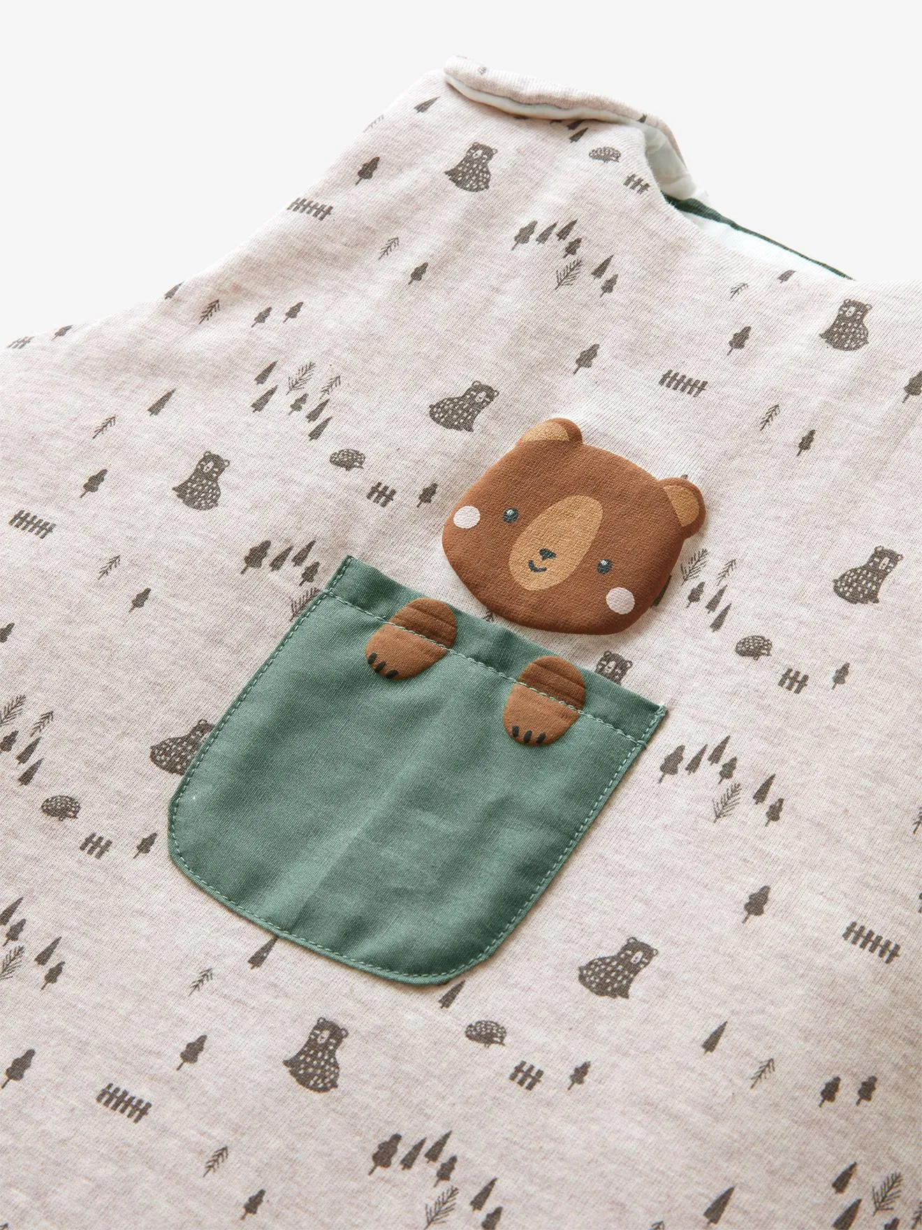 VERTBAUDET  MOUWLOOS SLAAPZAKJE GREEN FOREST OEKOTEX®  GECHINEERD BEIGE